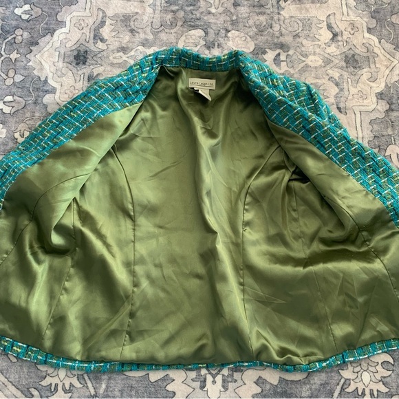 Y2K Laura Leigh Blue Tweed Blazer Size 4 - Picture 3 of 5